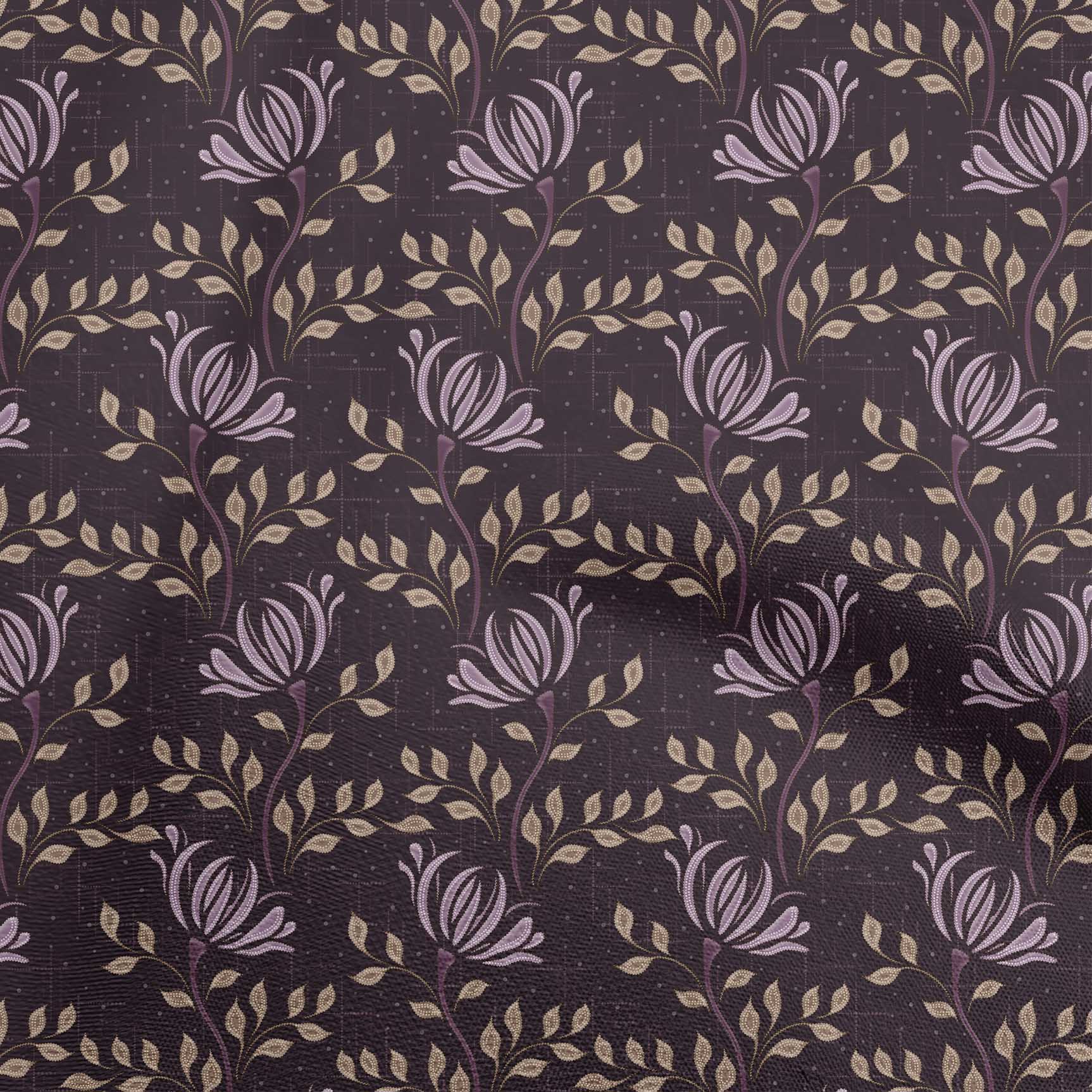 

oneOone Cotton Flex Темно-коричнева тканина з квітковим малюнком у крапках Шитье швейних приладдя для одягу своїми руками у дворі 40 дюймів 42 Inch Wide - Viscose Chiffon фіолетовий