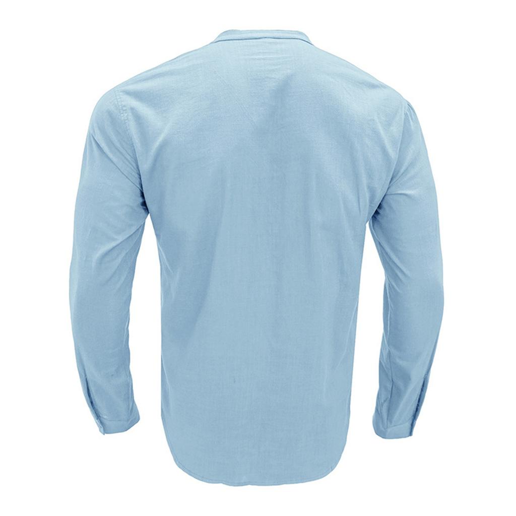 Evropská a americká pánská plátěná košile s dlouhým rukávem a límečkem