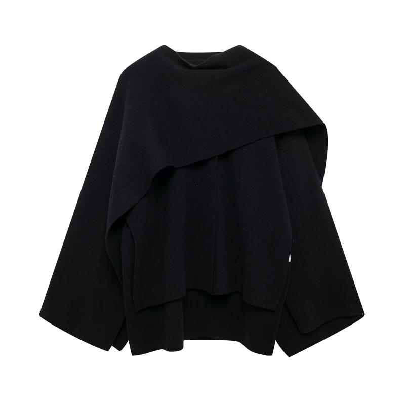 Asymmetric Short Knit Coat Scarf ZA Style Winter Fashion Women