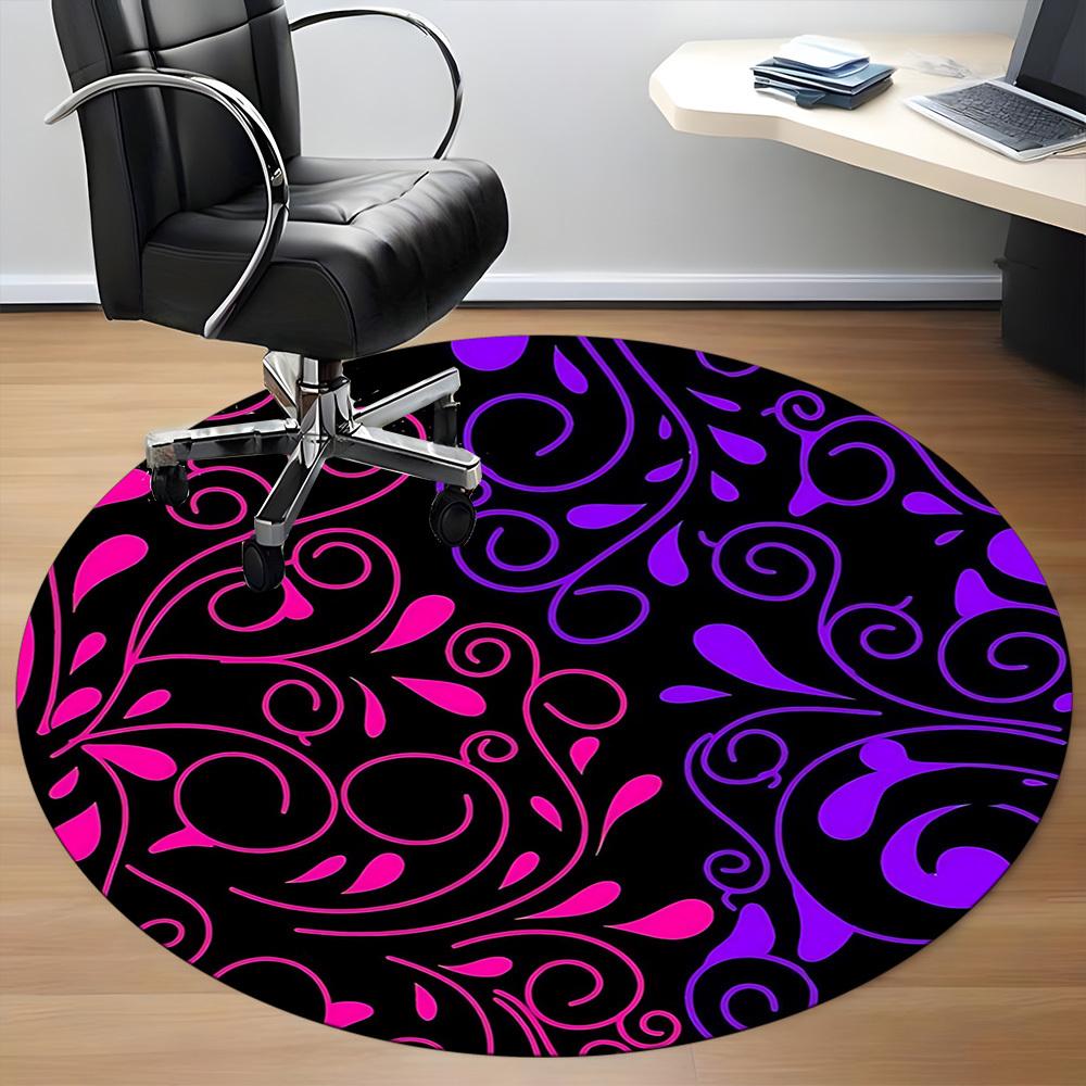 1pc Floral Swirls Office Round Area Rug, Indoor Mat Suitable ForOffice, Under Office Chairs Bedroom Living Room Home Decor, Room Deco T088