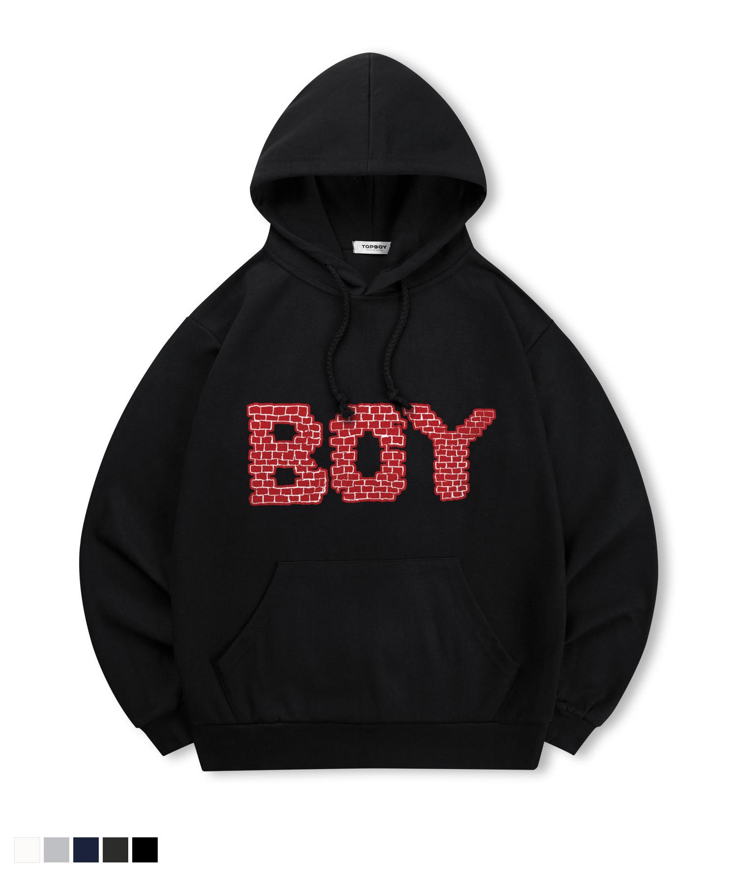 Top Boy [Non-Fleece Or Fleece-Lined] Brick Boy Printed Hooded Sweatshirt (Type C) (Fleece-Lined) Navy Pth1046/S