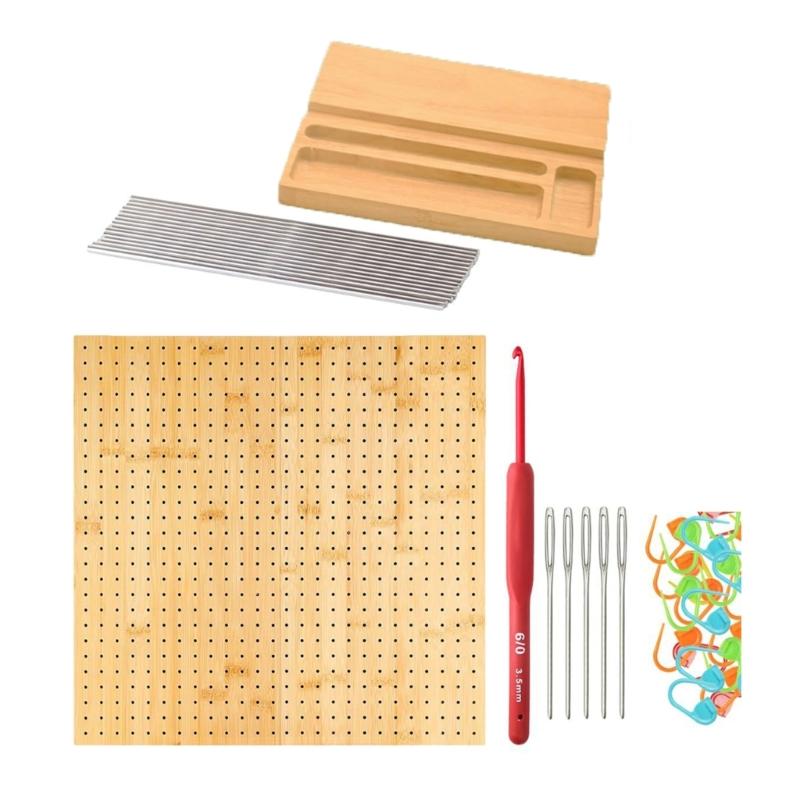 Crochet Blocking Board and 20 Pin, Wood Blocking Board Crochet Hook Large Eye Knitting Needle Set for Crochet Knitting 1