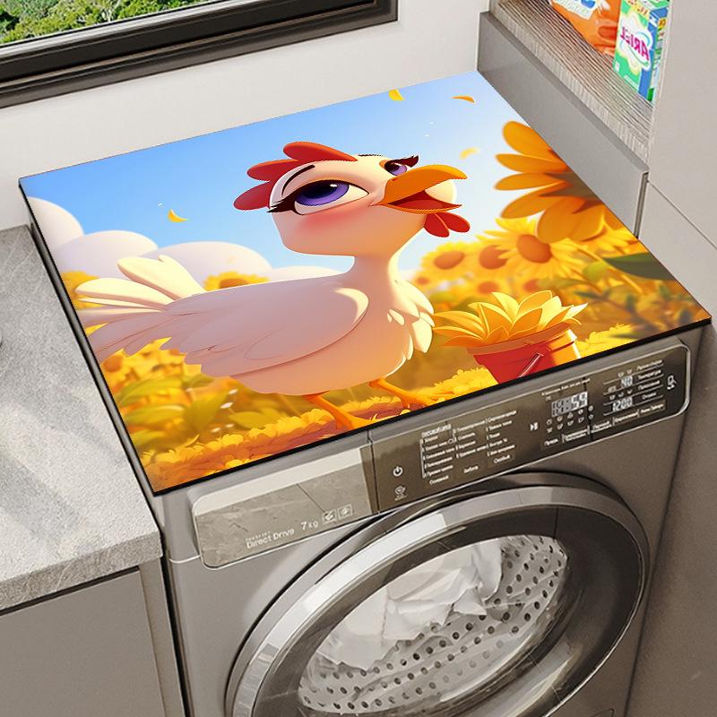 Rooster Family Drum Washer & Dryer Dustproof Decorative Pad