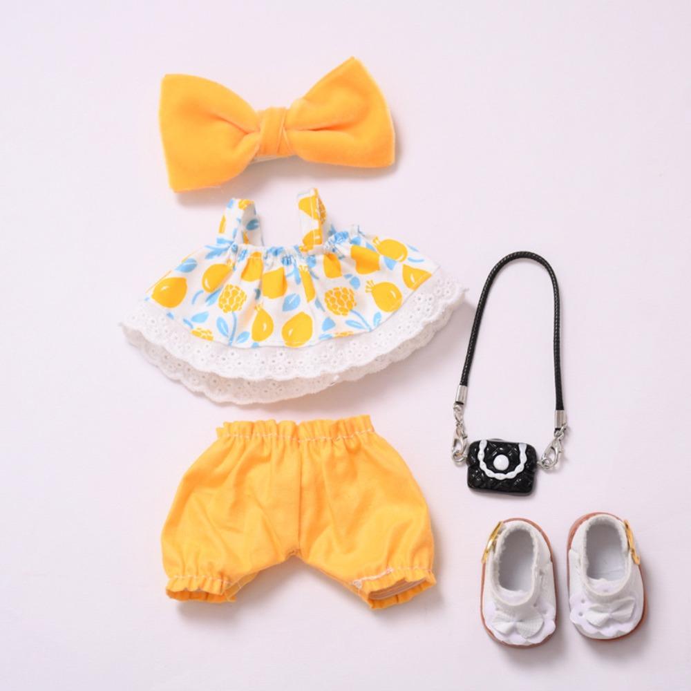 Handmade Sitting Labubu Time Cloth Butterfly 17cm Plush Dolls Clothes  Children Gift