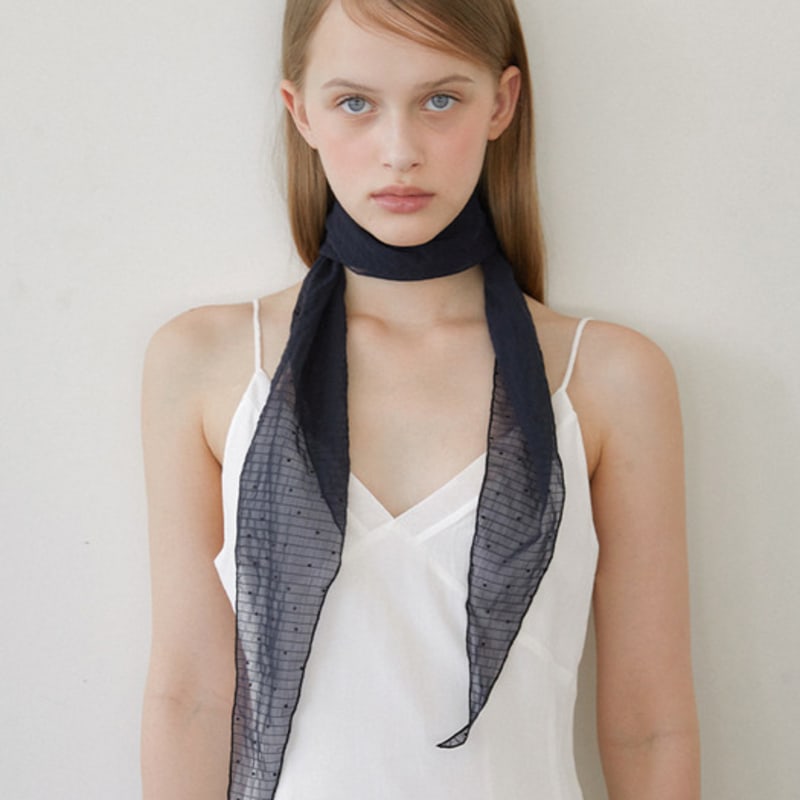 

halden big ray shape stripe dot pattern scarf (SC007_navy) navy