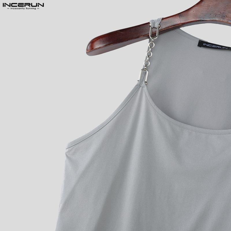 INCERUN Summer Men Strap Sleeveless Casual Loose Tank Tops Vest