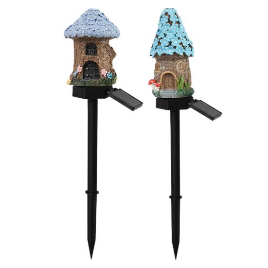 Mushroom Solar Lights, Mushroom House Statue, Fairy Cottage Garden Stake Lights, Waterproof Outdoor Landscape Lights for Yard Patio Lawn Pathway