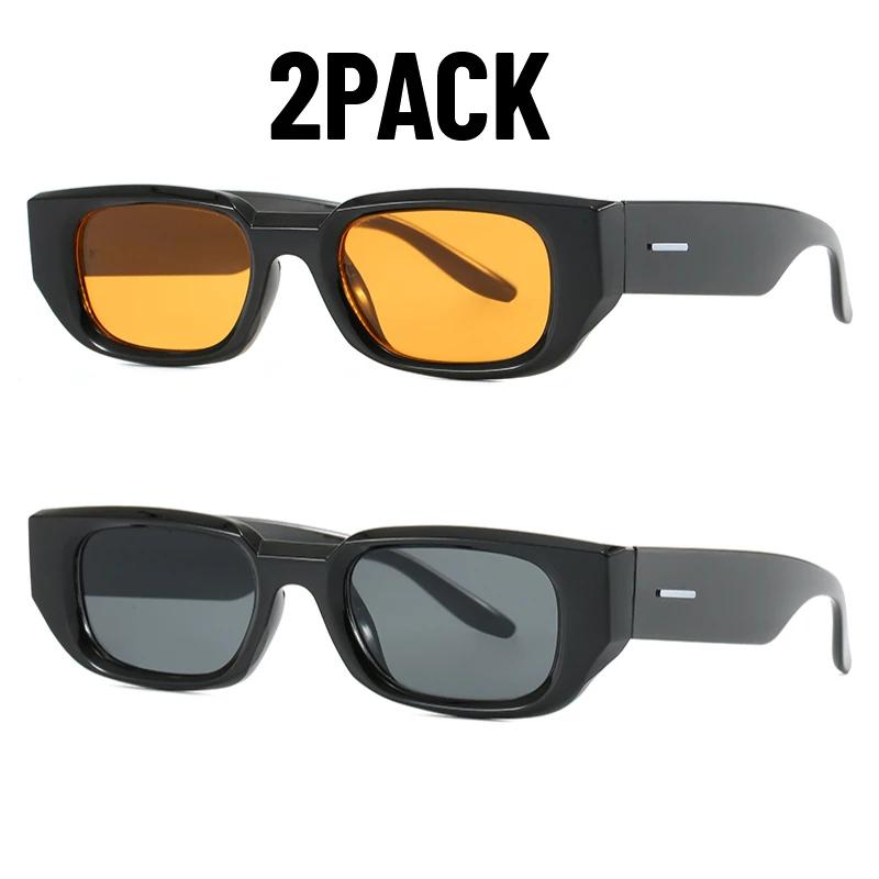 

2PACK New Men Vintage Rectangular White Frame Goggles Trendy Retro Designer Eyeglasses UV Protection 400 Sunglasses Eyeglasses Women Goggles