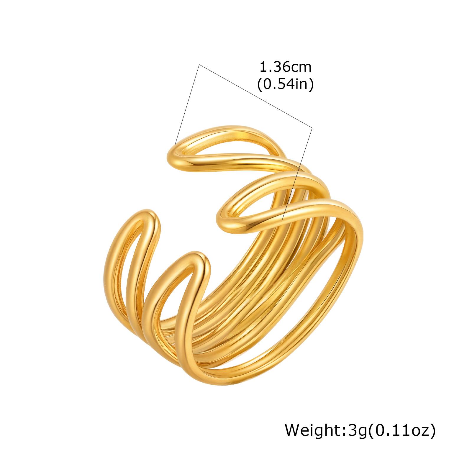 

Fashion Multi-layer Geometric Open Ring,Stainless Steel Gold Color Irregular Ring,Waterproof Jewelry for Women Accessories Party