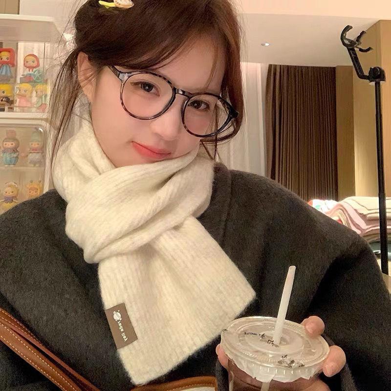 Scarf women's new winter high-end feeling versatile and cute wool knitted scarf men's neck protection to keep warm Korean version tide