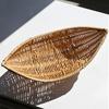 Attractive Plastic Rattan Boat Fruit Dish Elegant Boat Shape Serving Platter Rattan Plastic Holder for Fruit and Sweets