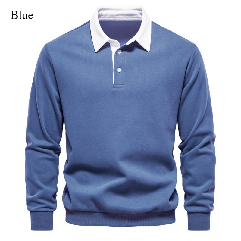 2024 New Autumn Winter Long-sleeved Polo Neck Hoodie Casual Sports Shirt Fashion Design Men's Cotton Top