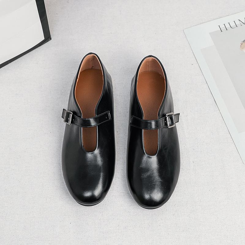 Women's Ballet Flats Non-Slip Walking Shoes PU Leather Ballerina Mary Jane Shoes With Buckle Strap Comfortable Dress Shoes for Women Mary Jane Shoes