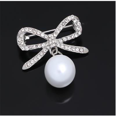 Pearl Pin Anti -Glare Exquisite Brooch Rhinestone -Studded Rhinestone Corsage Bowknot Clothing Apparel