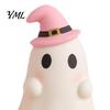 Desktop Halloween Decoration Cute Ghost Resin Figurine, Candy Pumpkin Witch Hat Figurine for Kids Desk Decor Girls, Pink White Kawaii Tabletop