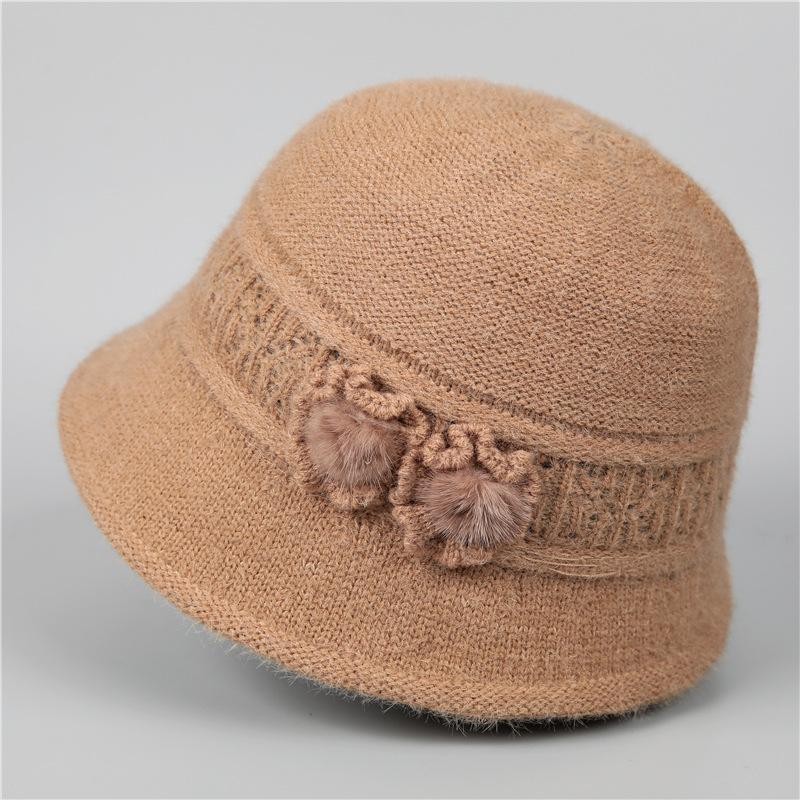 Mom Basin Hat Women'S Season Warm Cotton Hat Old Man Hat Grandma Old Lady Plush Wool Hat