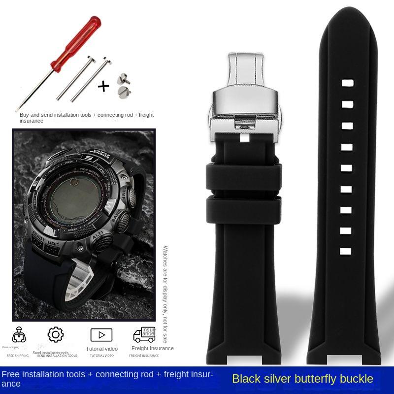 Pro Casio PRG-240 PRG-130Y/T PRW-1500 PRG-130 Pryskyřice Silikon Konkávní Gumový Řemínek na Hodinky s Nářadím Sportovní Řemínek Příslušenství