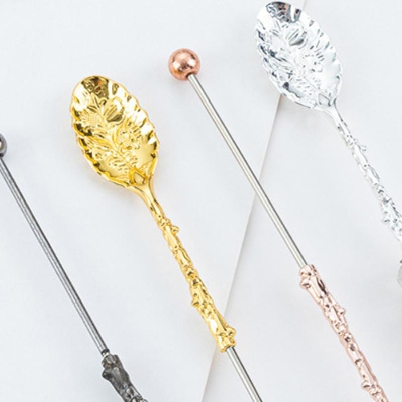 Creative DIY Coffee Stirring Spoons with Beaded Design Durable Alloy Construction Set of 6 Handmade Kitchen Tool