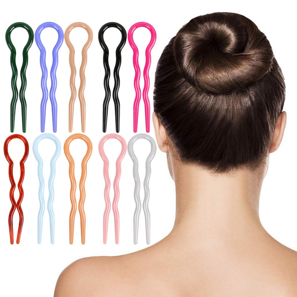 10Pcs Salon Hair Clip Waved U Shaped Plastic 3.3''Hair Sticks Barrettes Styling Hairstyle Tool Hair Accessories For Women Girls