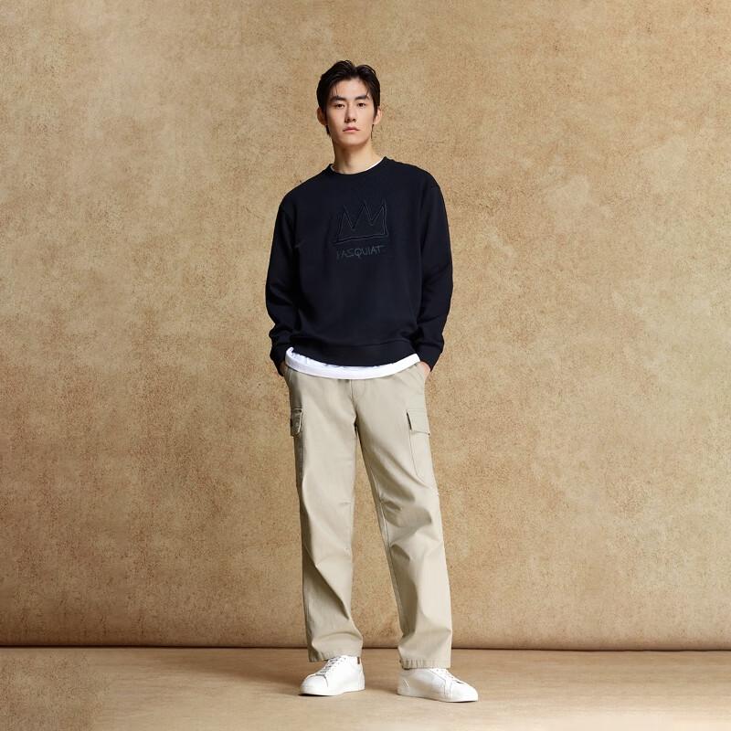 JACK&JONES Men's Loose Fit Cargo Pants with Letter Embroidery