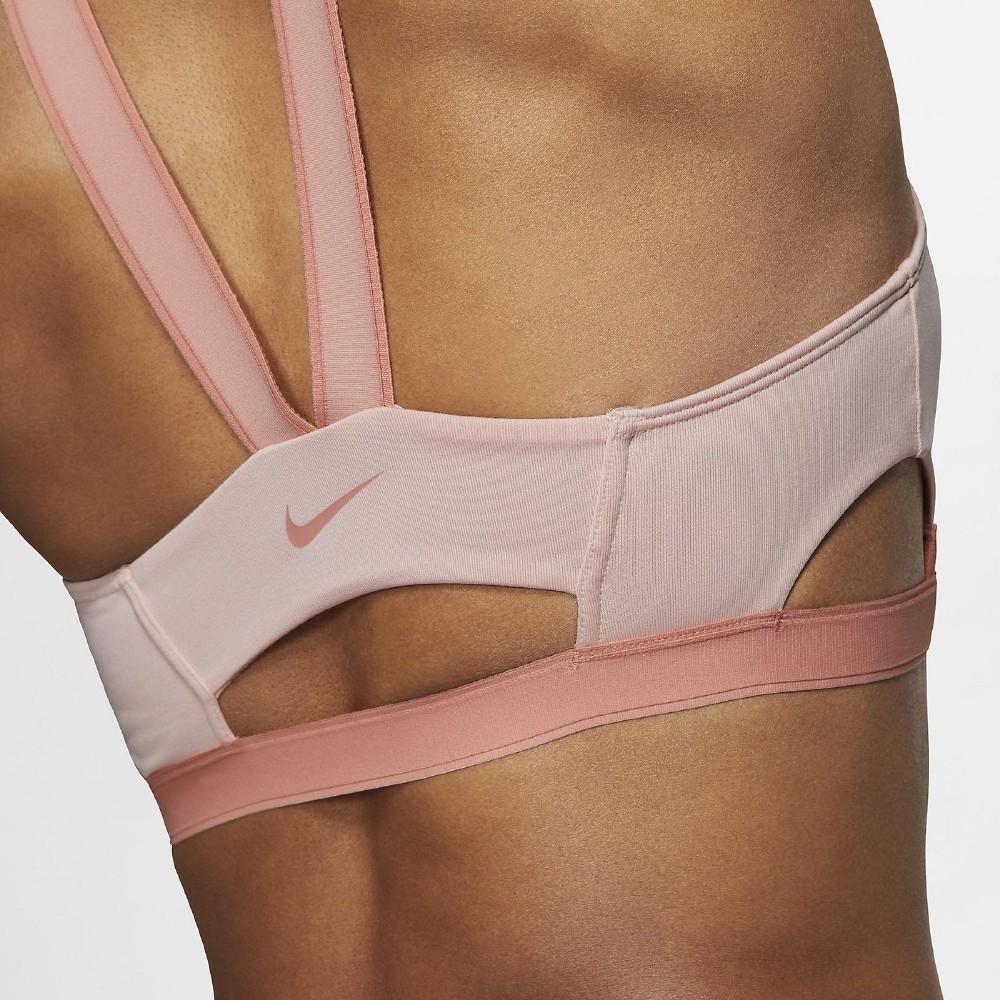 Nike Solid Logo Print Y-Back Full Coverage Sports Bra Women Sports Bra Pink BV3704-682