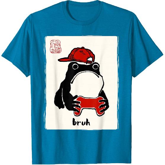 Grumpy Frog Gamer Bruh Ink Painting Japanese Funny Gamer T-Shirt