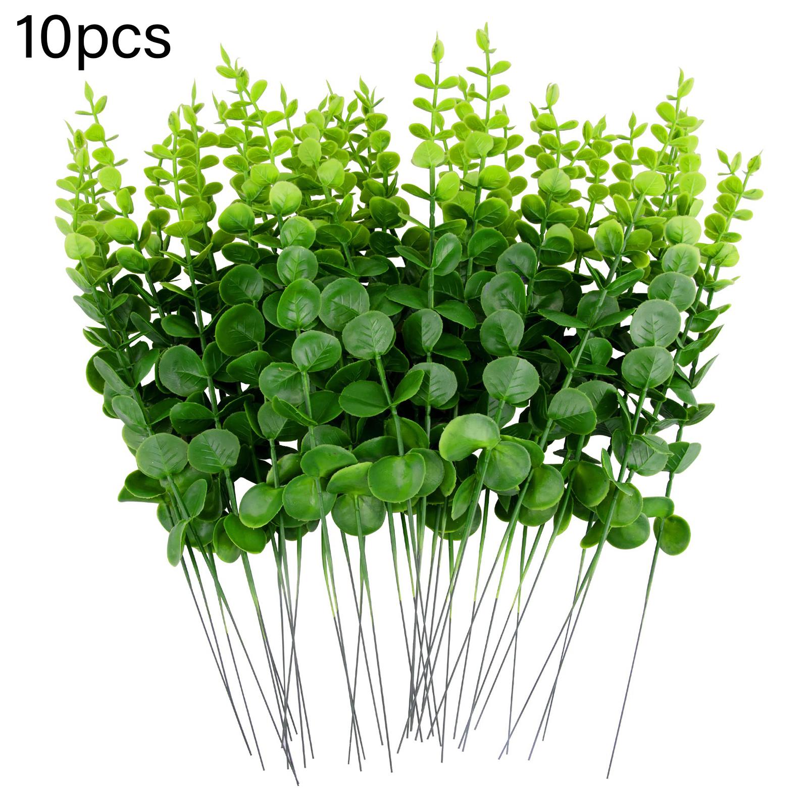 

10Pcs Artificial Eucalyptus Stems Plastic Faux Plant Home Office Wedding Party Decor A