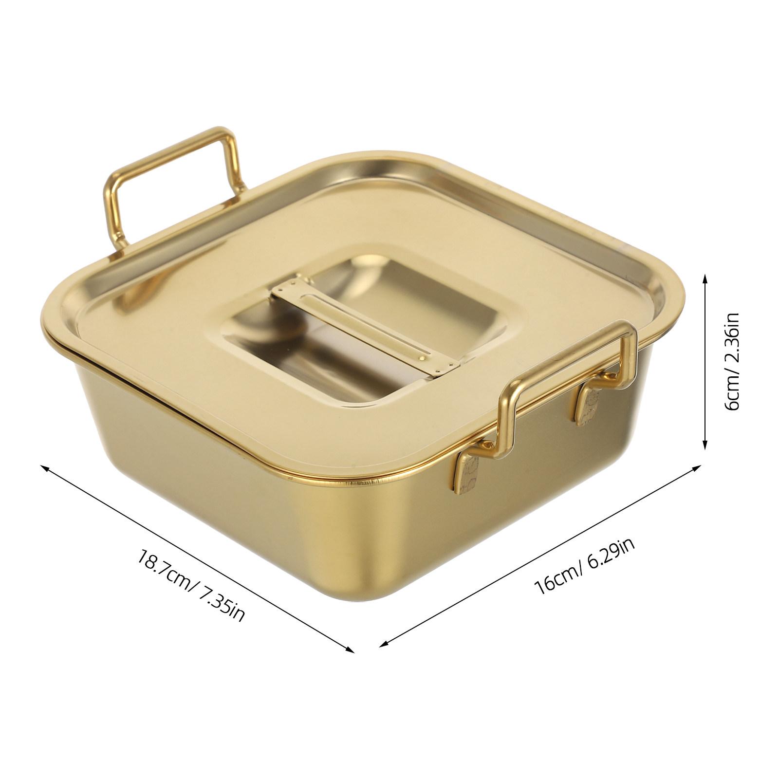 

Stainless Steel Tray with Handles for Fried Chicken French Fries Serving Dish Ideal Party Buffet Snack Dessert Tiramisu золотой