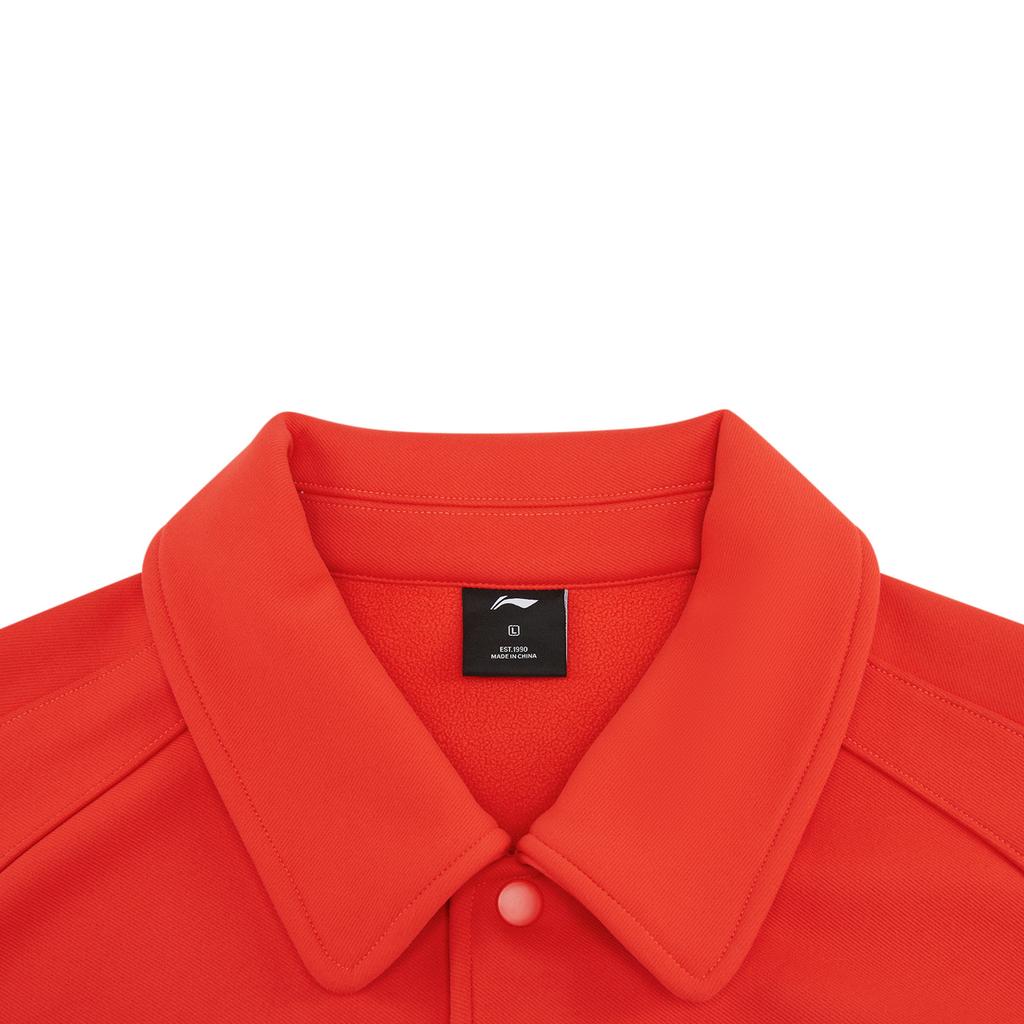 Li Ning Minimalist Versatile Color Block Polo Collar Loose Fleece Jacket Men Jacket AJDV397-2
