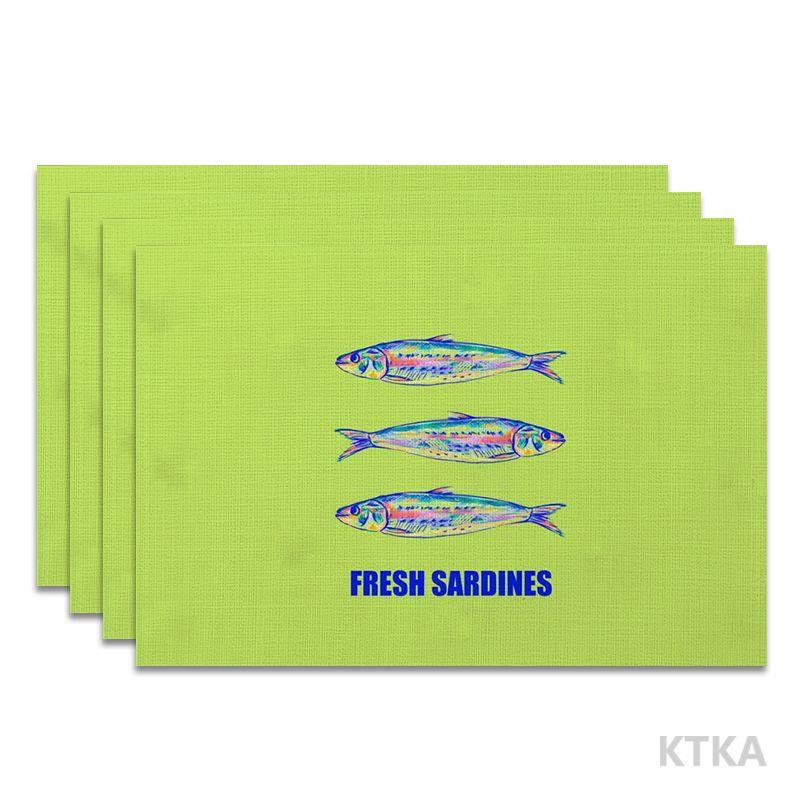 4Pcs, Colorful Sardine Placemats, the Best Placemats, Washable, Suitable for Holiday Parties, Home Decor 4PCS