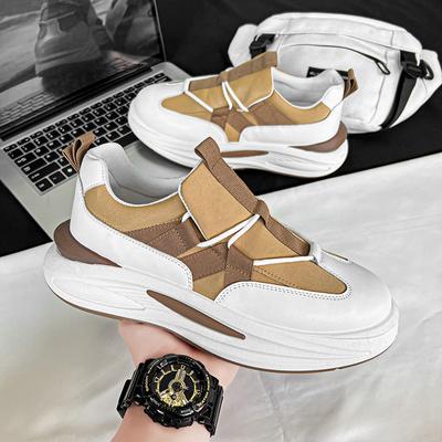 Popular Casual Men's Shoes Summer Breathable Thick-soled Non-slip Dad Shoes Leather Surface Advanced Sense Sports Versatile Casual Trendy Shoes