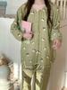 1011 New gauze round neck Japanese pajamas women's long-sleeved trousers sweet princess style loungewear two-piece set