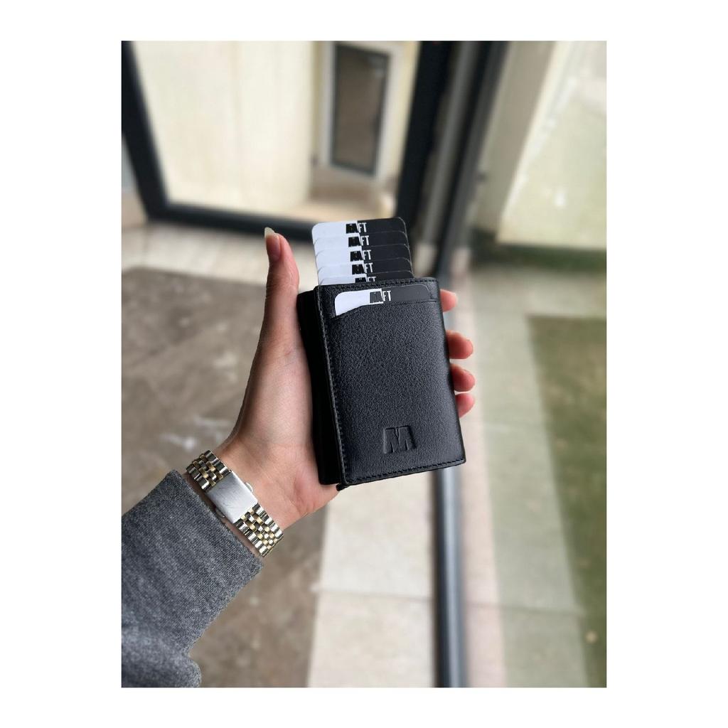 Genuine Leather Men's Wallet With Retro Mechanism