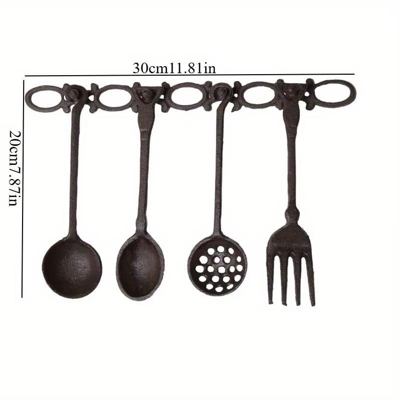 Vintage Iron Spoon and Fork Wall Decor Pendant Retro Old Cast Iron Artistic Accessories for Home Garden Wall Decorative Ornament