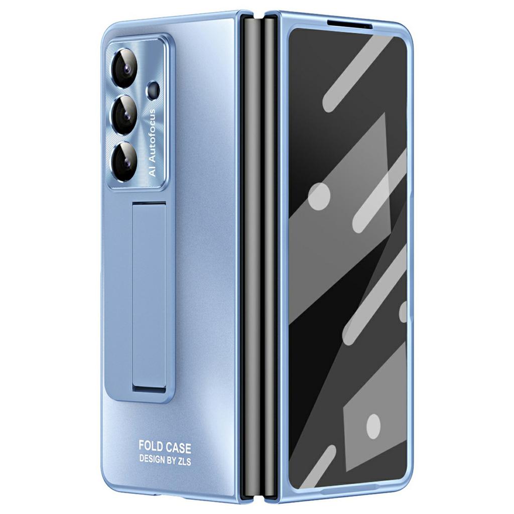 For Samsung Galaxy Z Fold7 5G Case Kickstand Matte PC Phone Cover with Tempered Glass Film