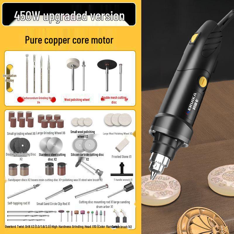 High-Power Handheld Electric Grinder for Wood Carving, Jade Polishing, Cleaning, Cutting & Engraving