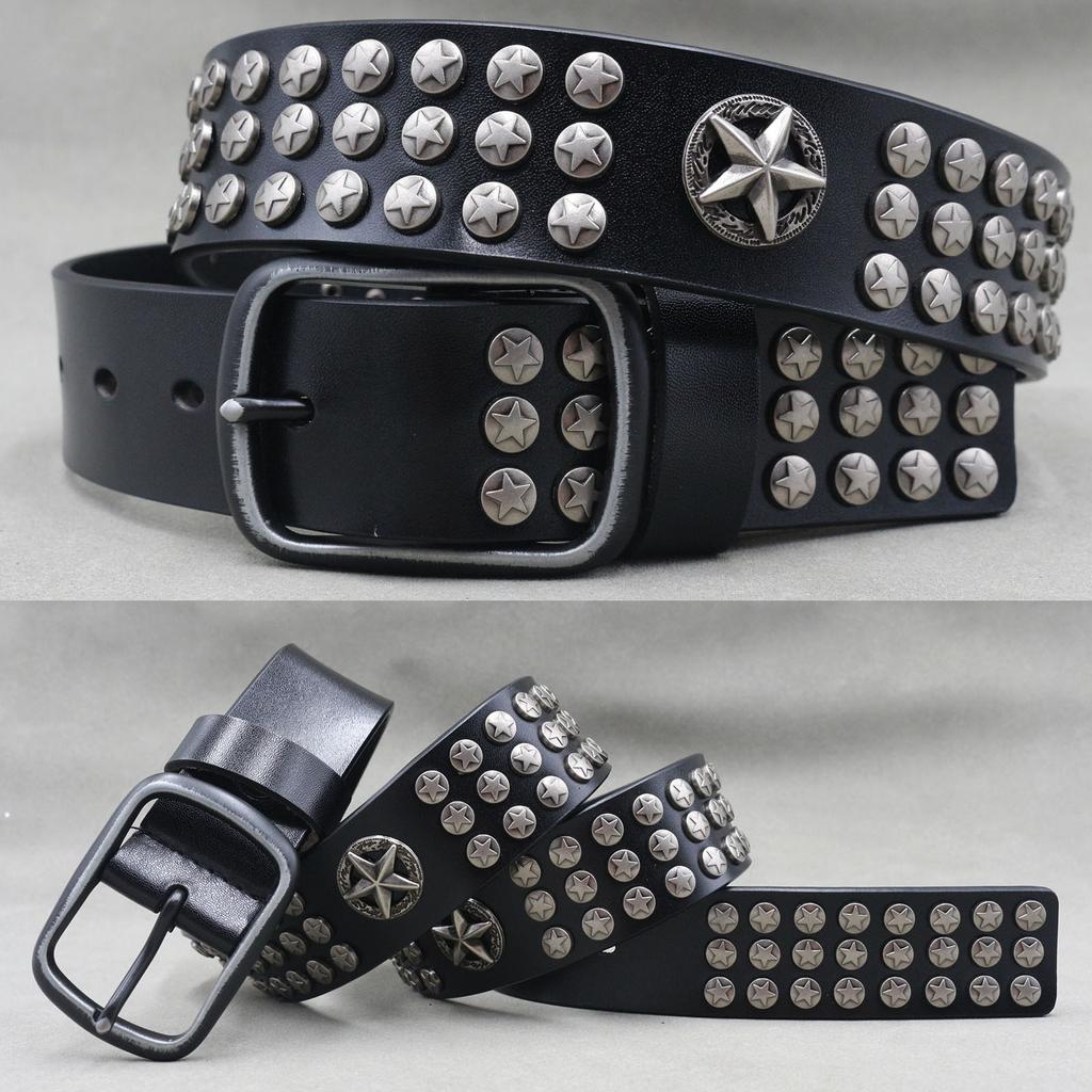 Metal Rivet Belt Luxury Designers Men Rivet Punk Belt Cow Genuine Leather Cintos Masculinos Male Women Rock Hip Hop Strap Waist