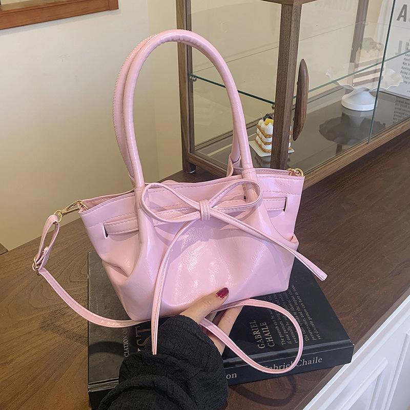 Korean Niche Portable Vegetable Basket Bag Women's Spring 2025 New Trendy Fashion Bucket Bag Bow Messenger Bag