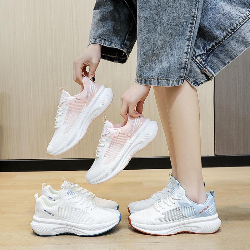 Summer Trendy Women Sneakers 2025 New Mesh Breathable Knitted Air-cushion Running Shoes Fashion Tennis Casual Sports Shoes Mujer