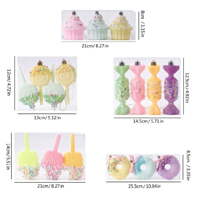 Stylish Candy Color Christmas Tree Baubles Pendant Colorful Christmas Holidays Decorations Festival Tree Embellishments