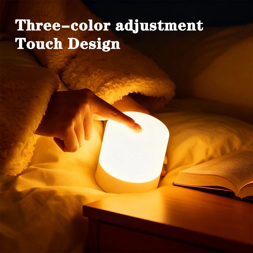 Night Light Dimmable Rechargeable/Plug-in Desktop Bedroom Bedside Lighting Decorative Touchscreen Reading RGB Desk Lamp