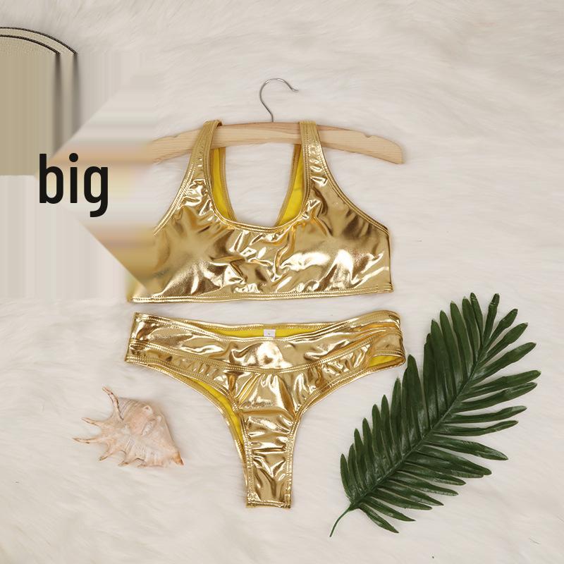 Women's Reflective Gold Silver Hot Stamping One-Piece Swimsuit