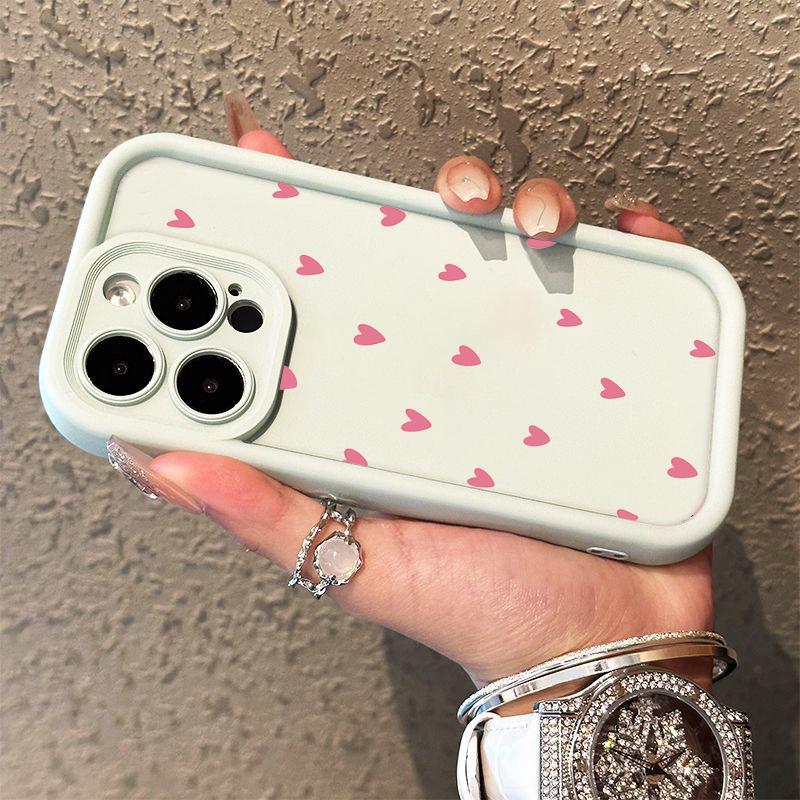 Small blue heart design Phone case iPhone 15 Pro Max 11 12 13 16 14 Plus Silicone Shockproof Case Lens protector shell