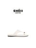 Sheepskin Su Yinyin Small Gold Buckle Slippers Women's Summer Wear Square Head Cover Toe Holiday Beach Flat-bottomed Herringbone Cool Slippers