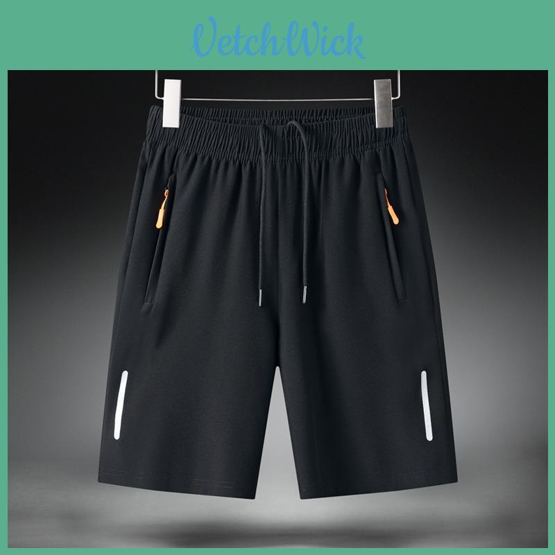 Men Summer Ice Silk Shorts With Elastic Waistband For Casual Leisure And Sports
