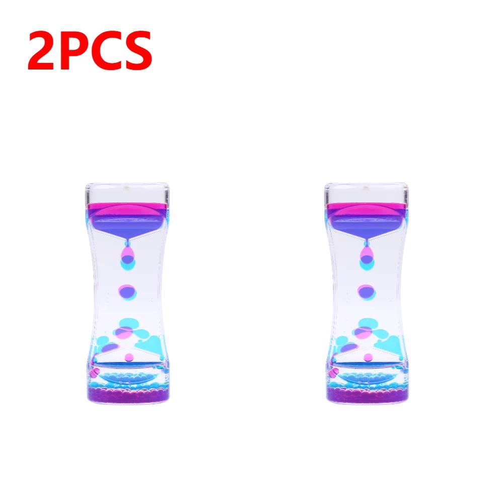 1/2/3/6pcs Liquid Motion Bubbler Hourglass Liquid Bubbler Timer Cool Office Desk Decorations Ornament Kids Adults Gift Products