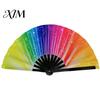 Decorative Fan Folding Sturdy Bone Exquisite Pattern Bright Color Glow in The Dark Festival Performance Party Supply