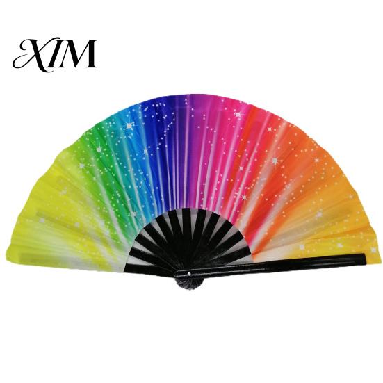 Decorative Fan Folding Sturdy Bone Exquisite Pattern Bright Color Glow in The Dark Festival Performance Party Supply