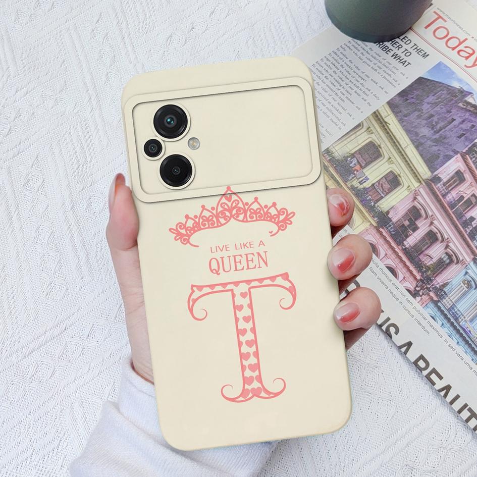 Case For Xiaomi Poco C40 C50 C55 F3 F4 F5 Pro M2 M3 Pro Luxury Phone Bag Crown Letters Soft Silicone Shockproof Matte Square Cover For Xiaomi Bumper