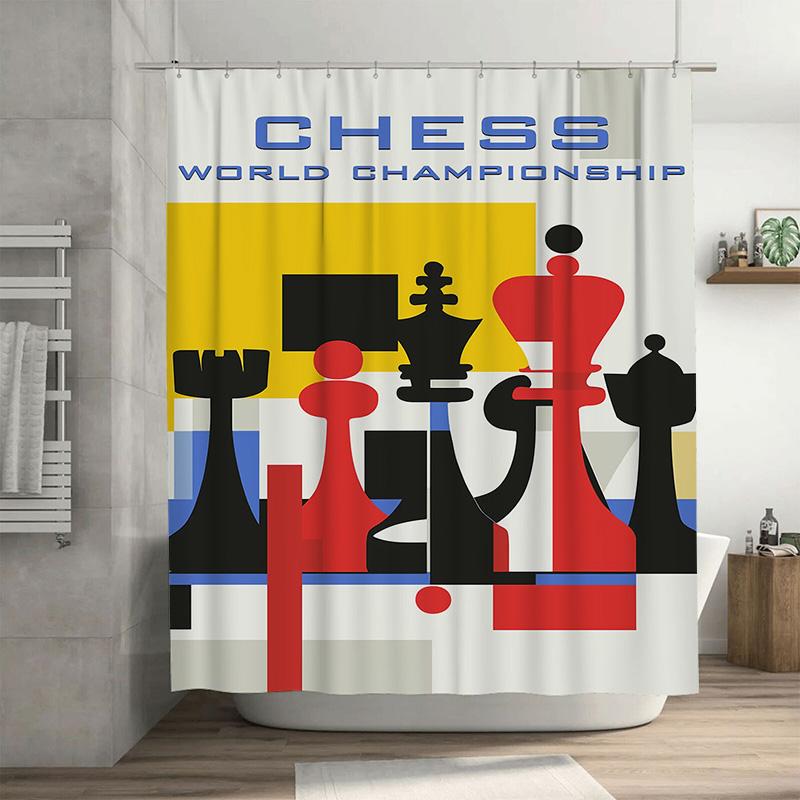 

Championship Chess Design Shower Curtain For Home Decor. W60H190(CM)-1 Pcs